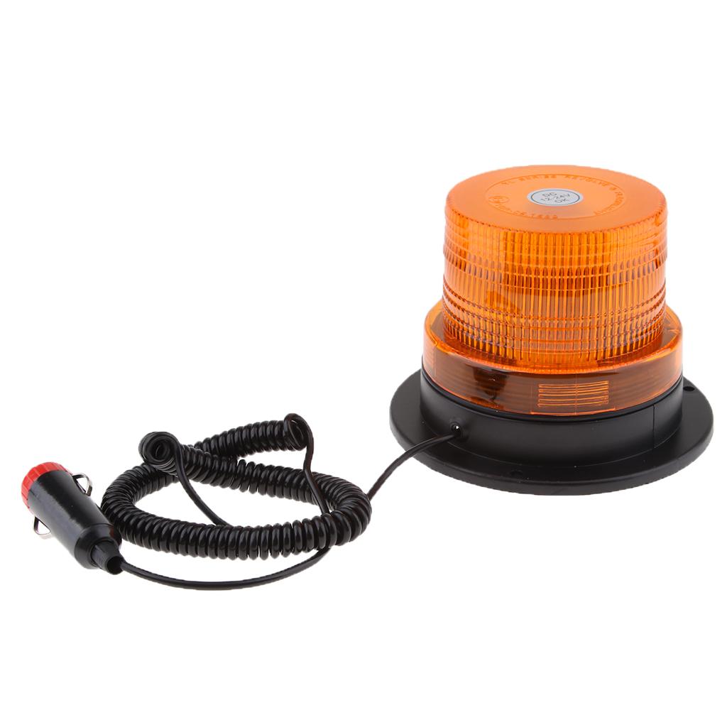 Amber Magnetic Beacon Light Emergency Warning Strobe Yellow Roof Round