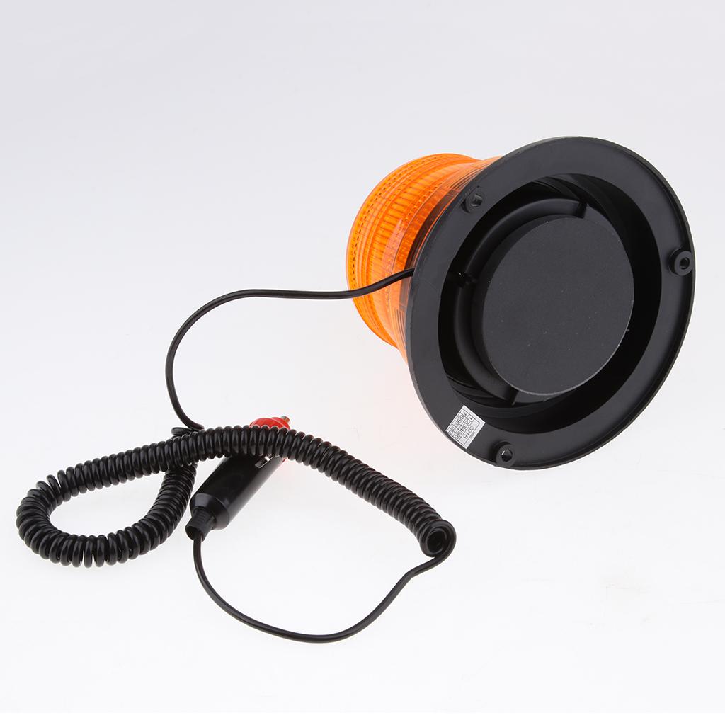 Amber Magnetic Beacon Light Emergency Warning Strobe Yellow Roof Round