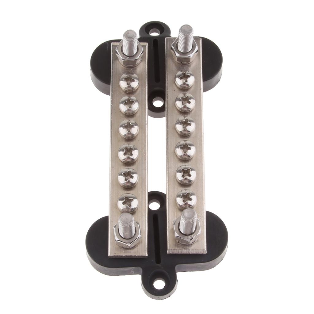 Dual Row 6 Position Screw Terminal Strip Bus Bar Power Distribution Block