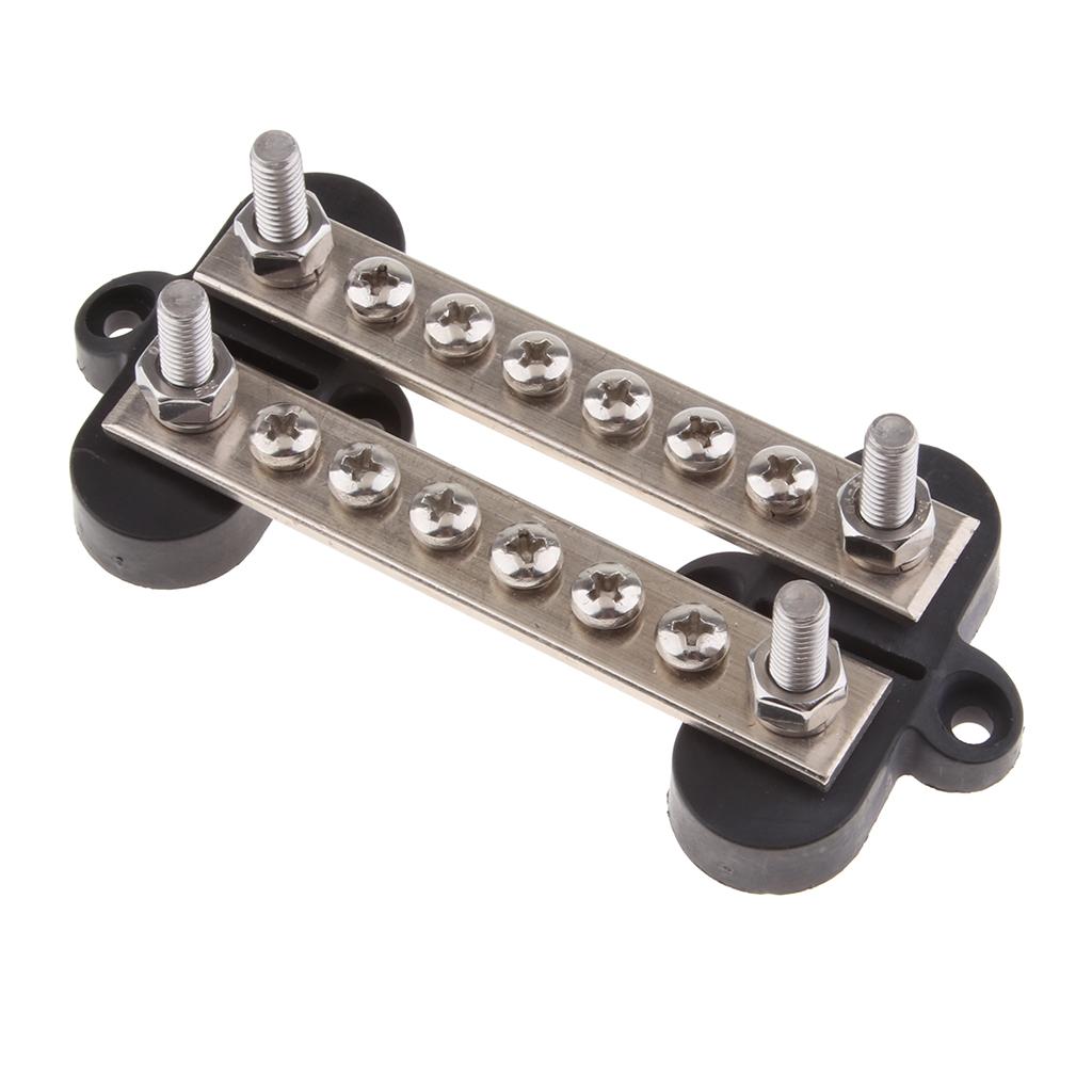 Dual Row 6 Position Screw Terminal Strip Bus Bar Power Distribution Block