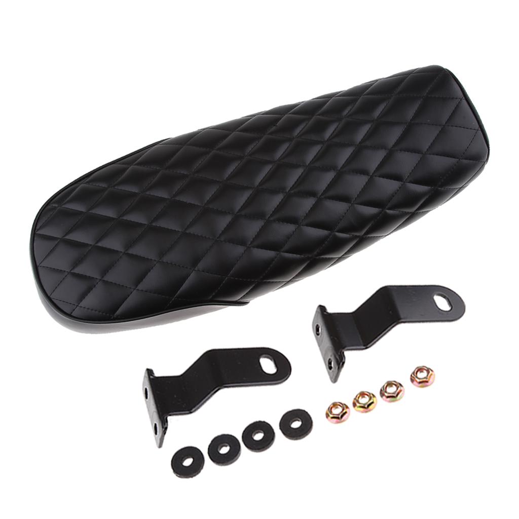Black Motorcycle Cafe Racer Seat Flat Saddle for Vintage Street Bike