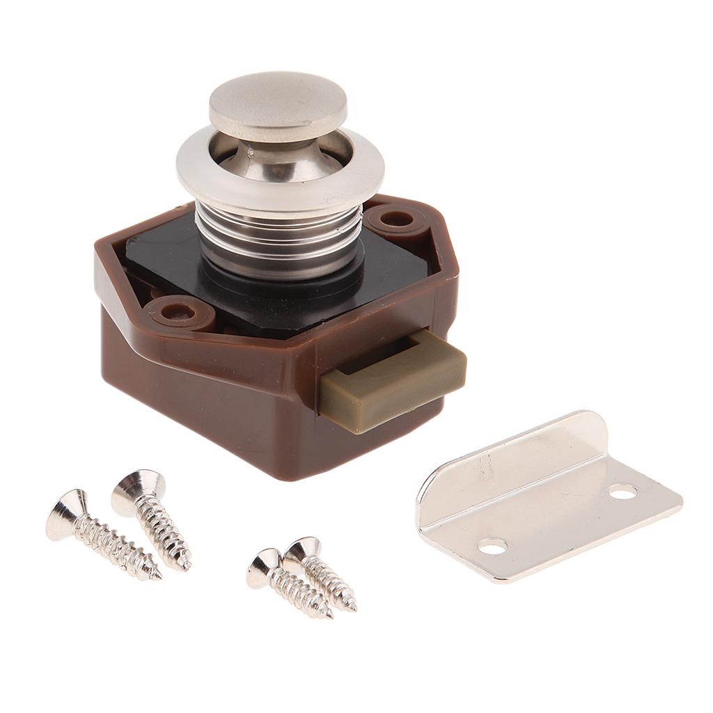 Push Button Latch Lock Keyless for Boat RV Caravan Cabinet Cupboard Brown