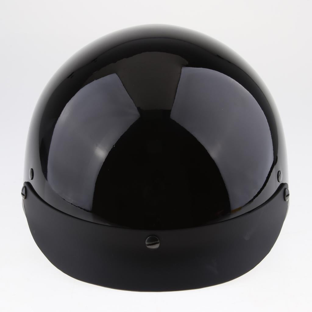 Motorcycle Half Helmet DOT Open Face Cruiser Bike Skull Cap Glossy Black XL