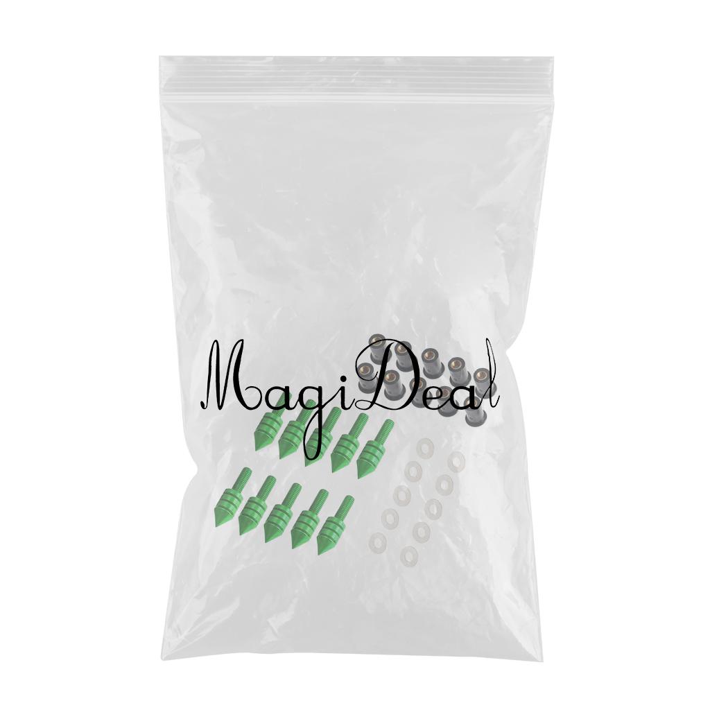 10 x Universal Windscreen Windshield Spike Bolts M5 Screw Well Nuts Green