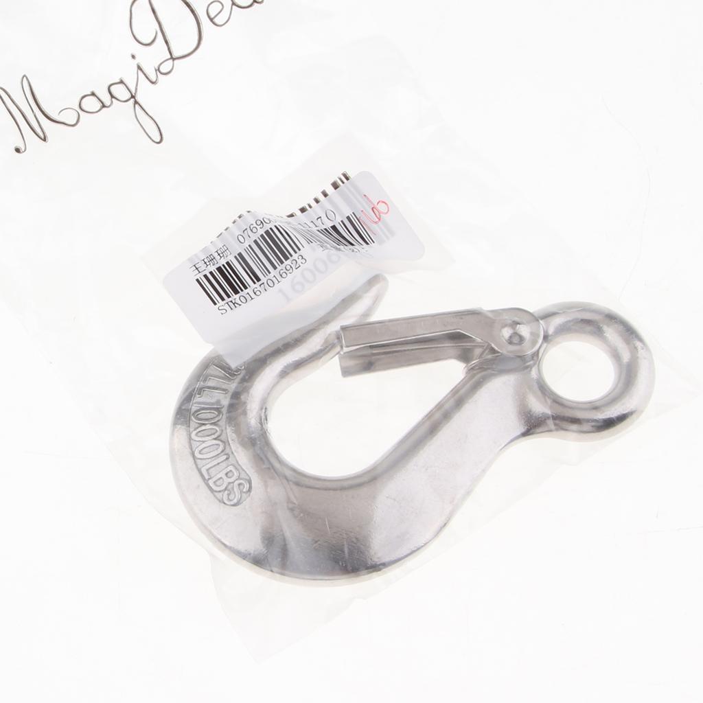 1/4 Stainless Steel Eye Hook Clevis Safety Latch for Winch Cable UTV/ATV"