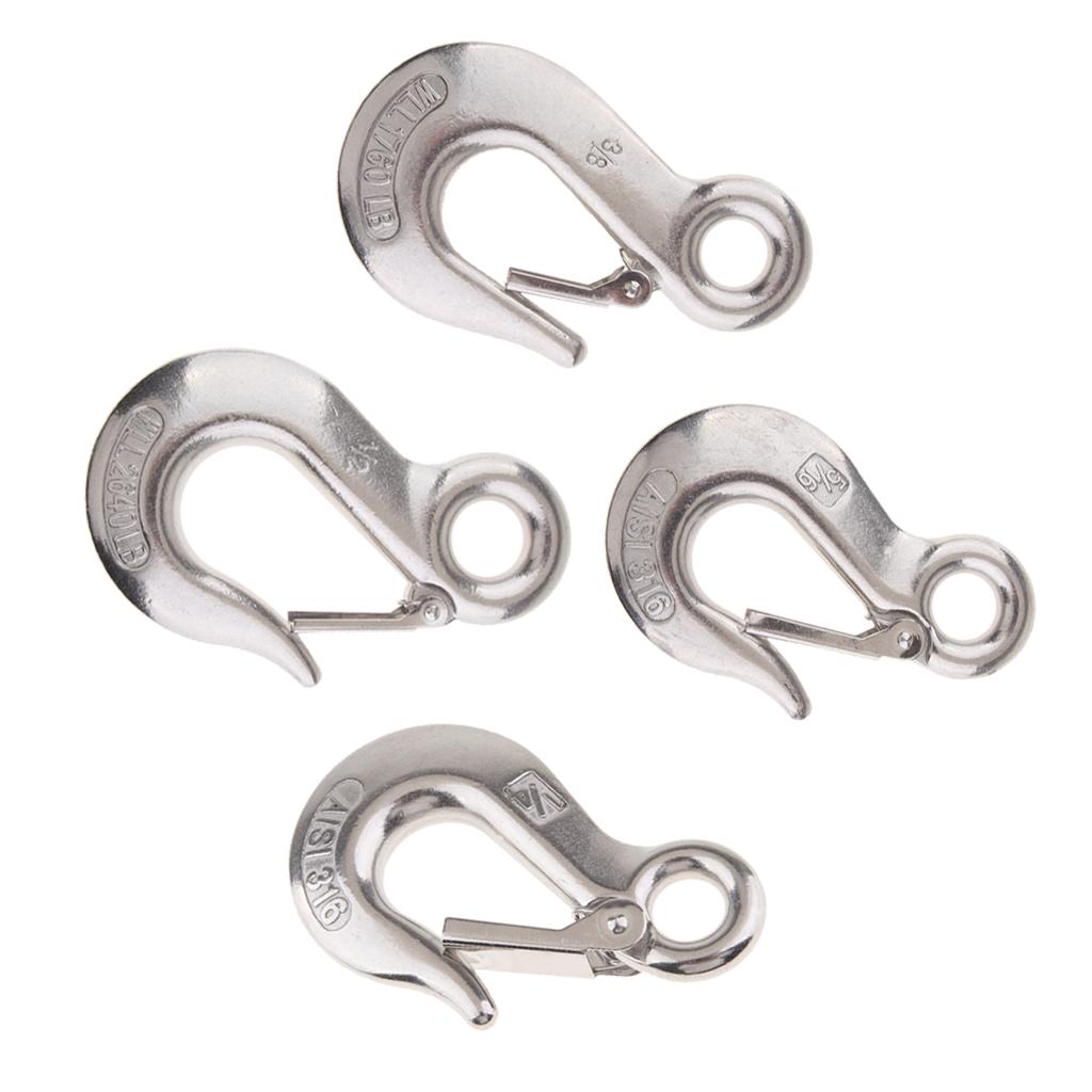 1/4 Stainless Steel Eye Hook Clevis Safety Latch for Winch Cable UTV/ATV"