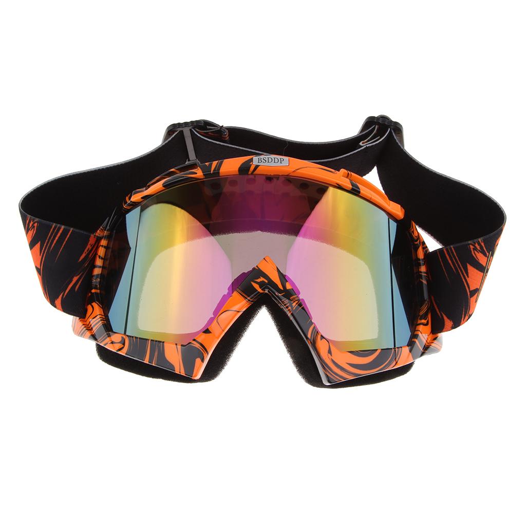 Motorcycle ATV Dirt Bike Racing Goggles Glasses Anti-UV Dust Orange-Color