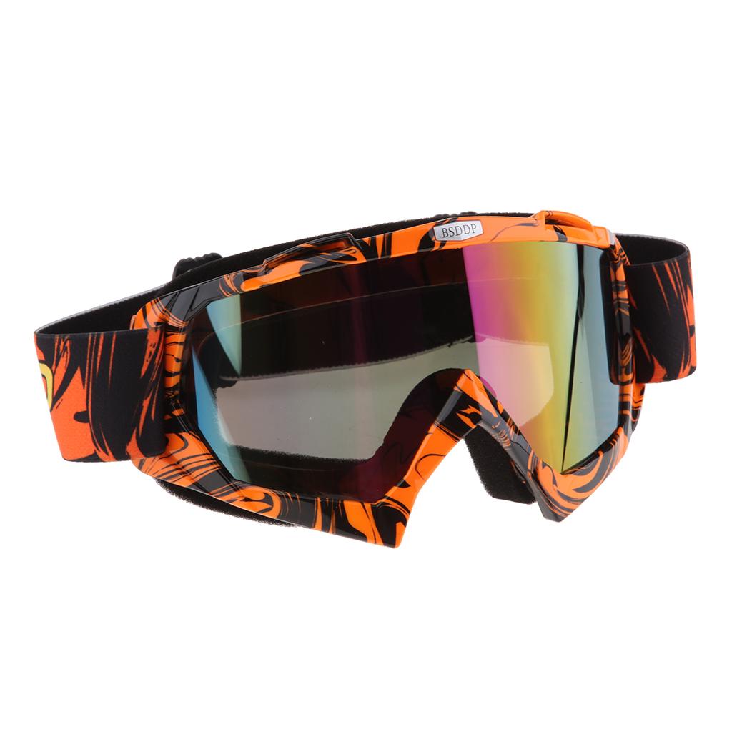 Motorcycle ATV Dirt Bike Racing Goggles Glasses Anti-UV Dust Orange-Color