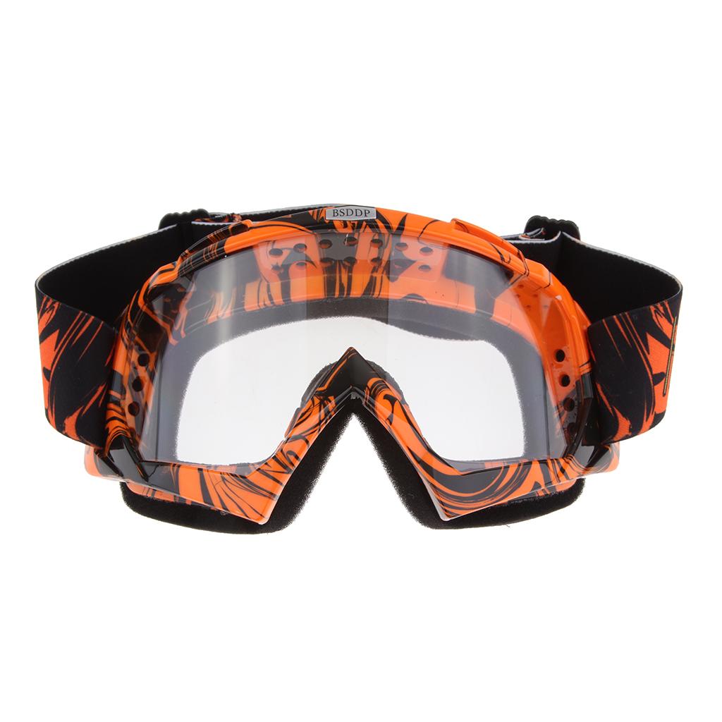 Motorcycle ATV Dirt Bike Racing Goggles Glasses Anti-UV Dust Orange-White