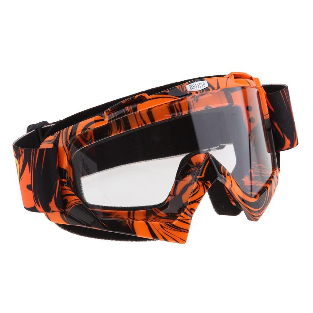 Motorcycle ATV Dirt Bike Racing Goggles Glasses Anti-UV Dust Orange-White