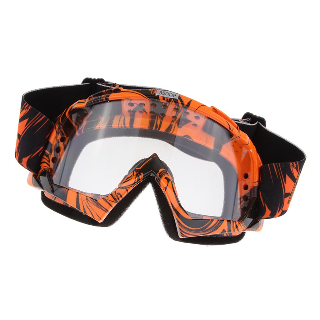 Motorcycle ATV Dirt Bike Racing Goggles Glasses Anti-UV Dust Orange-White