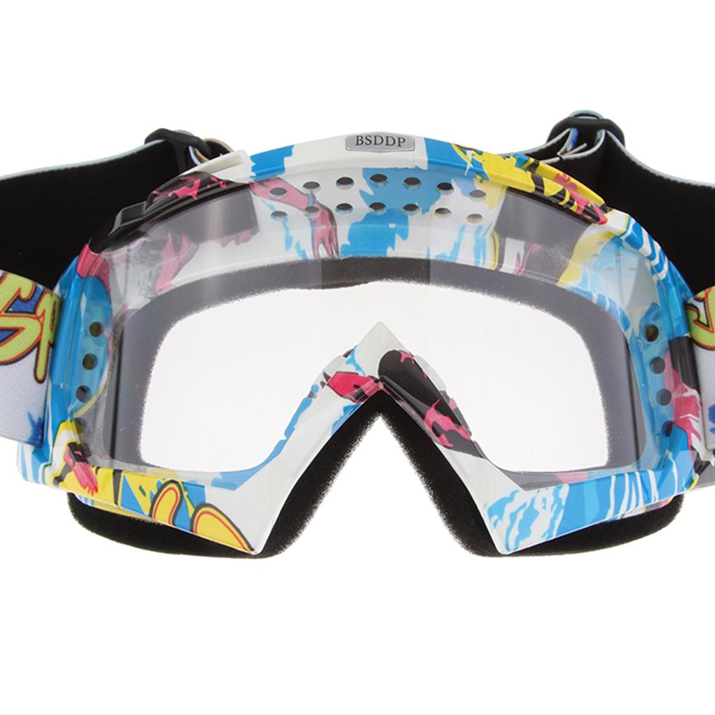 Anti Fog Motorcycle ATV Dirt Bike Racing Goggles Glasses A014 White Mirror