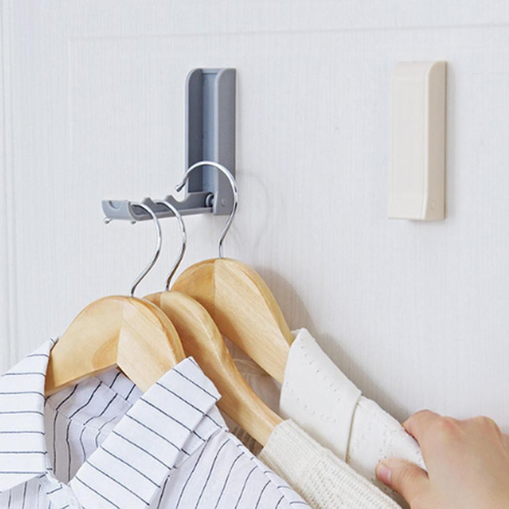 4xFoldable Sticky Wall Clothes Hanging Hooks Holder for Bathroom Bedroom Gray