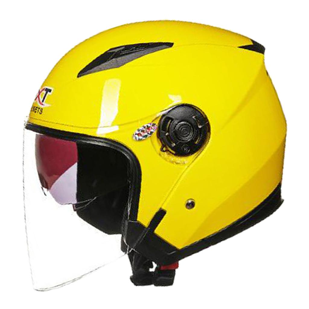 Motorbike Helmet Half Face Daul Visor Helmet UV Protection   Orange XL