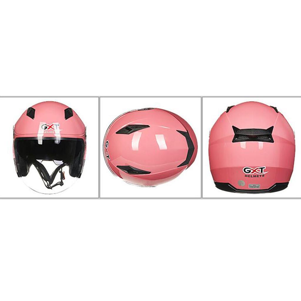 Motorbike Helmet Half Face Daul Visor Helmet UV Protection   Pink XL
