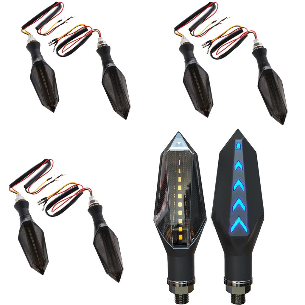 1 Pair Flowing Motorbike LED Turn Signal Lights Turning Indicators Blue