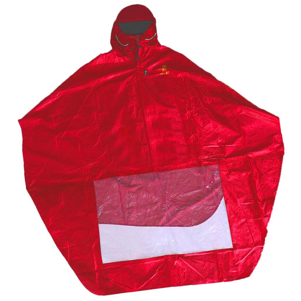 Men Women Raincoat Double Hat Rain Poncho Oxford Cape Anti-rain Big Thick Breathable Raincoat (Red)