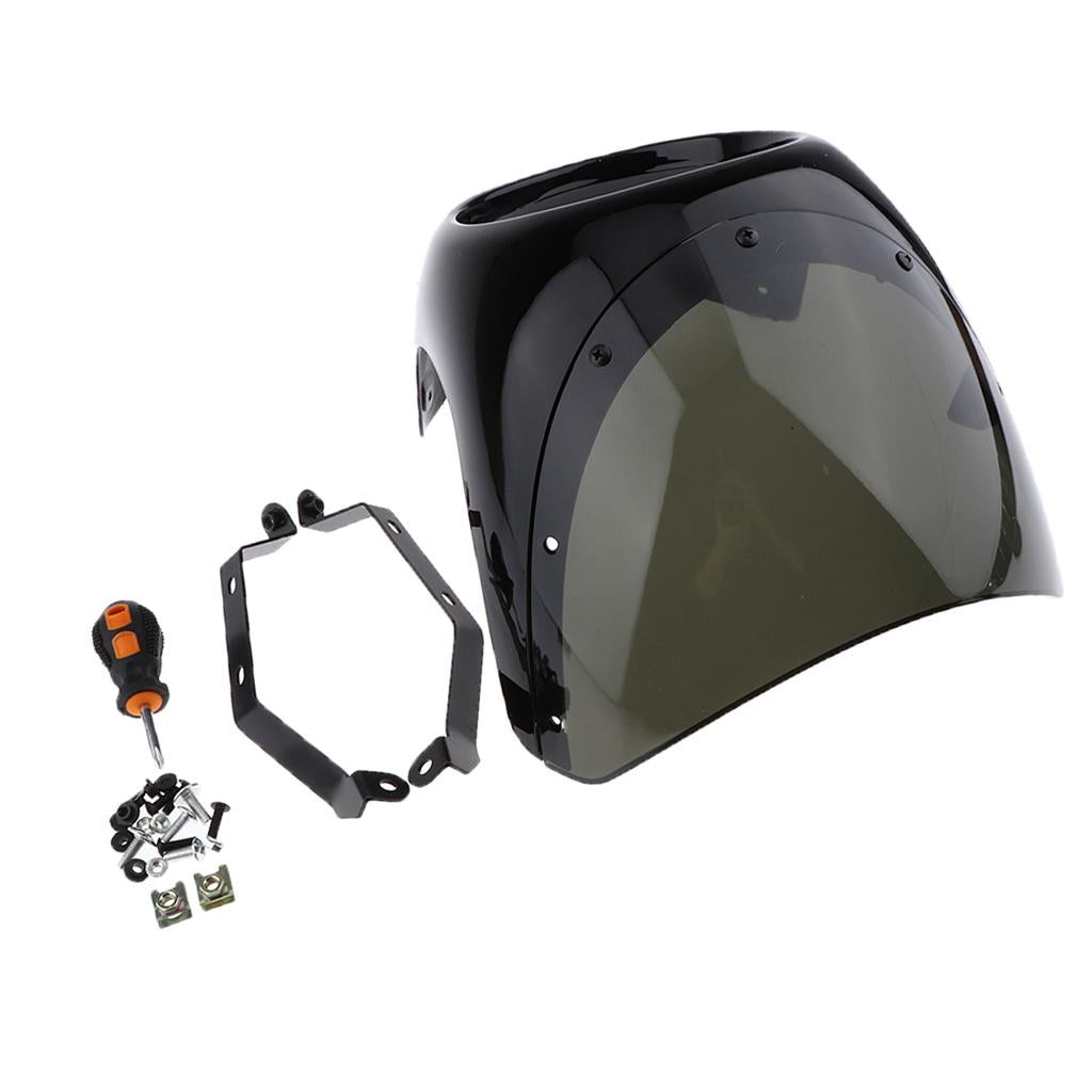 7" Motorcycle Headlight Fairing Screen Shield Cover for Cafe Racer Type 2