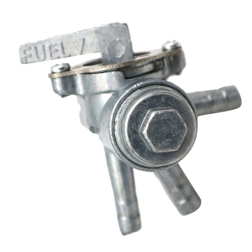 Solid 3 Way Petcock Fuel Tank Shut Off Valve for Street Racing Motorcyles ATV, 1/4 inch (6mm)