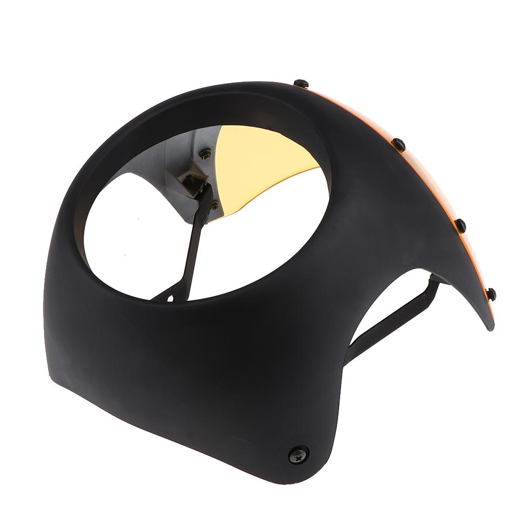 7" Motorcycle Headlight Fairing Screen Cover Cafe Racer Dumb Black + Yellow
