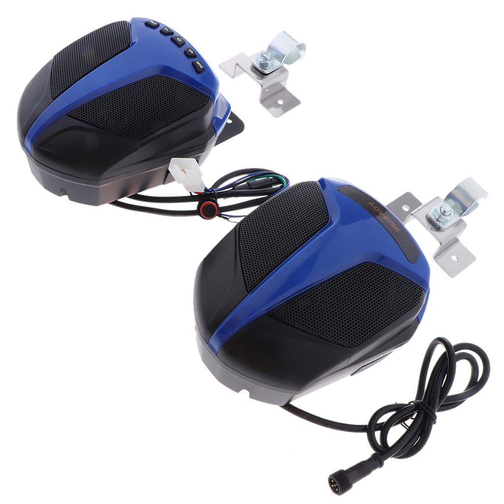 1 Pair Motorcycle Bluetooth Audio System FM Radio Stereo Amplifier Speaker