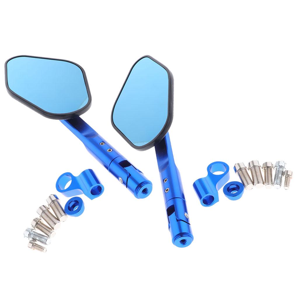 CNC Motorcycle Triangle Rearview Side Mirror 7/8inch(22mm) Universal Blue