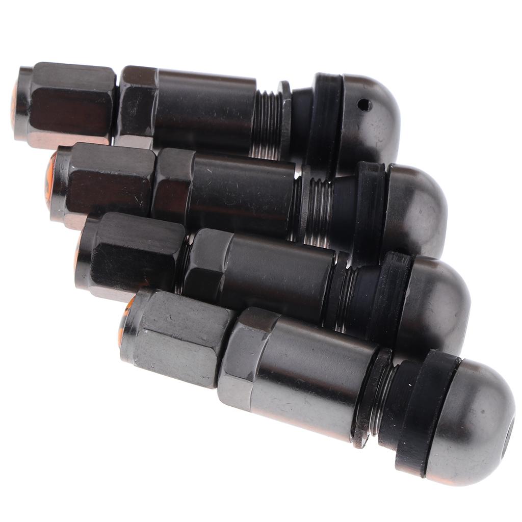 2x4 Pcs Car Tubeless Wheel Dust Caps Tire Valve Stems Gray