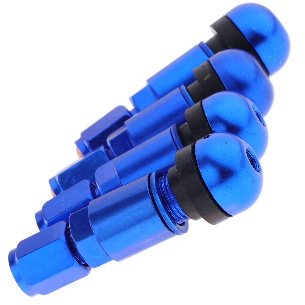 4x4 Pcs Car Tubeless Wheel Dust Caps Tire Valve Stems Blue + Black