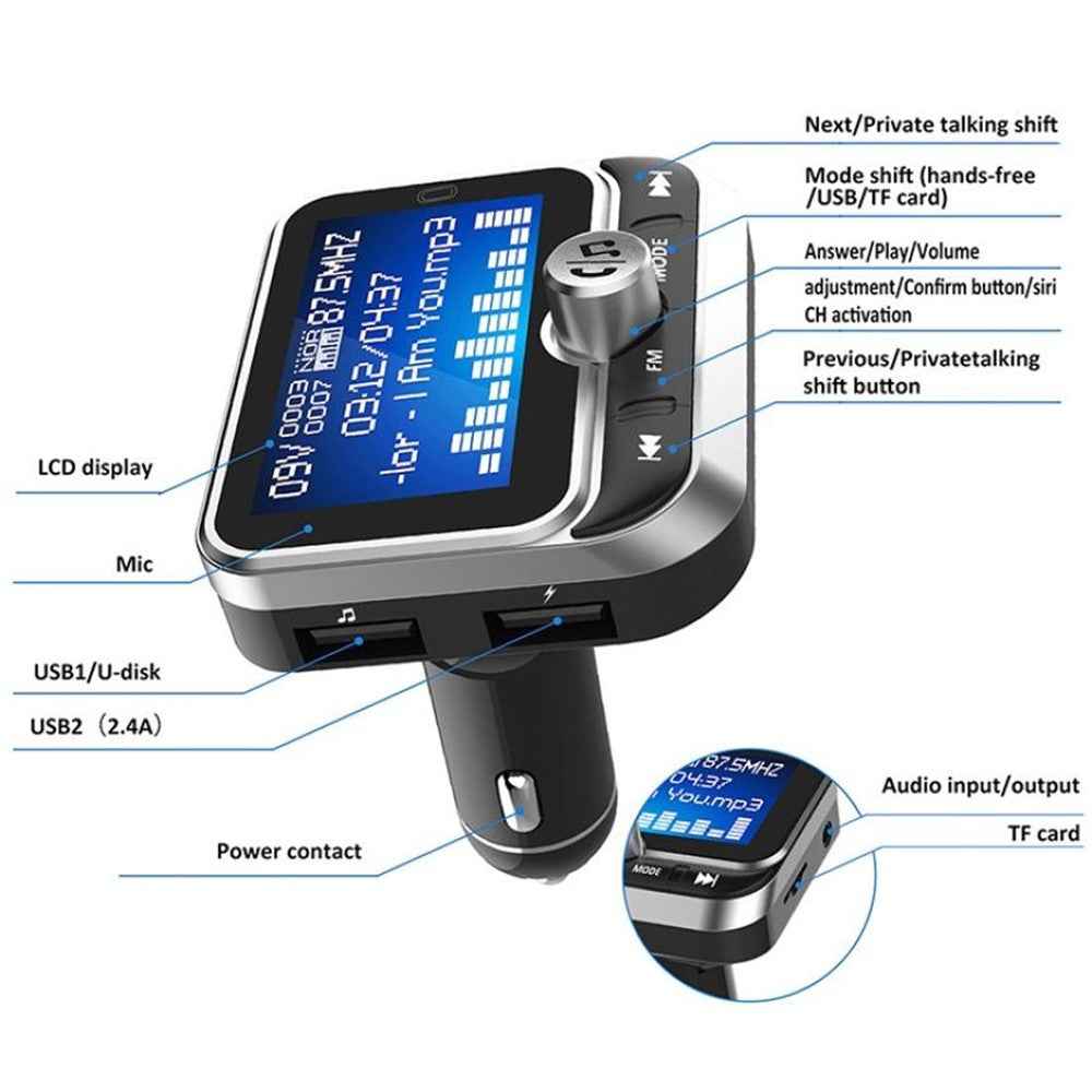 BC32 LCD Bluetooth-compatible MP3 Player Dual USB Car Charger FM Transmitter with Remote Control