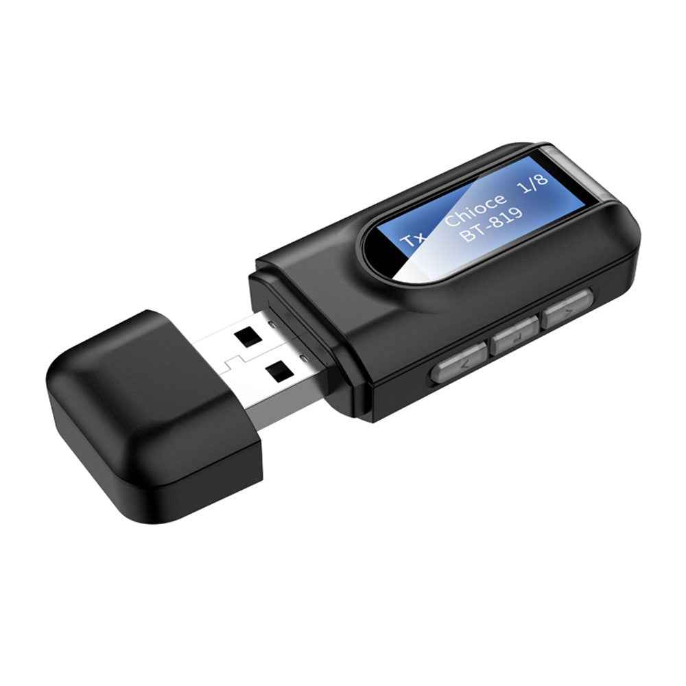 RT11 USB Audio Adapter 2-in-1 Bluetooth-compatible 5.0 Transmitter and Receiver with LCD Display