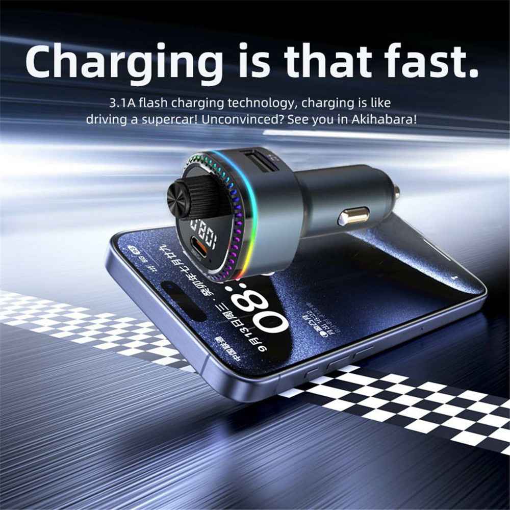 C58 Bluetooth-compatible Adapter FM Transmitter Car MP3 Music Player Type-C + USB Car Charger
