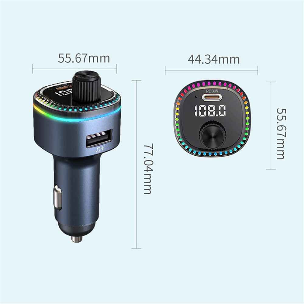 C58 Bluetooth-compatible Adapter FM Transmitter Car MP3 Music Player Type-C + USB Car Charger