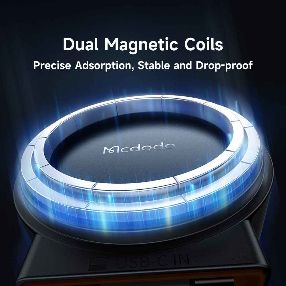 MCDODO CH-3000 Car Air Outlet 15W Magnetic Wireless Car Charger with Built-In Retractable Cable
