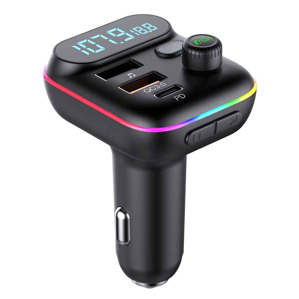 T70 Bluetooth-compatible 5.0 FM Transmitter USB PD 18W QC3.0 Fast Charging Adapter Music Player with Hands-free Calling for Car
