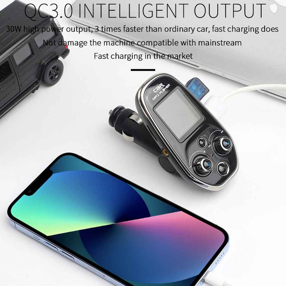 BT29A EQ FM Bluetooth-compatible Transmitter Car MP3 TF/U Disk Player with QC 3.0 + Type-C Fast Charging