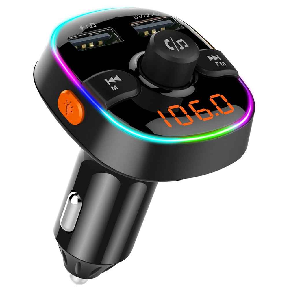 BC52L Car Bluetooth-compatible 5.0 FM Transmitter MP3 Audio Music Adapter Support TF Card/U-disk Dual USB Port Car Charger for Smartphone