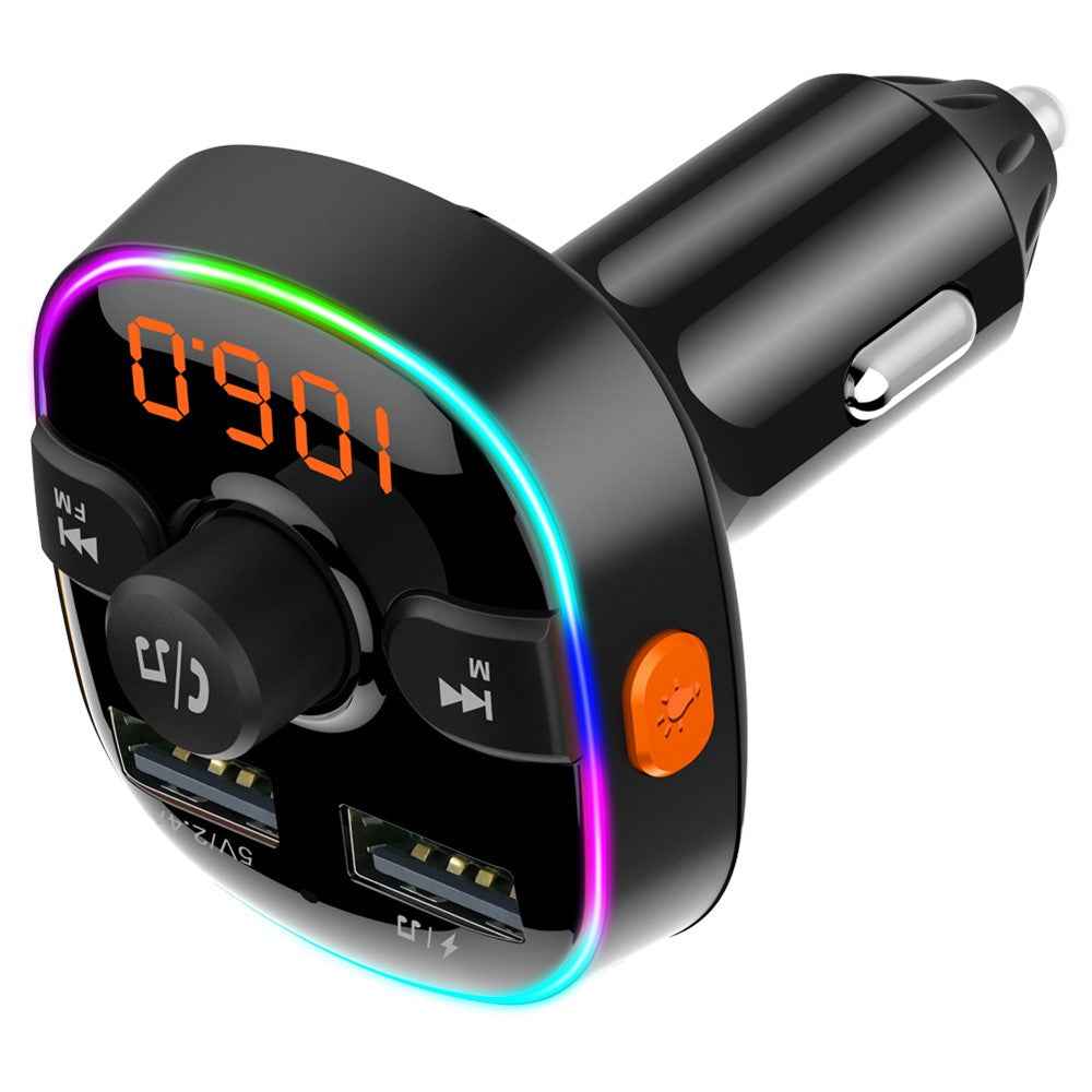 BC52L Car Bluetooth-compatible 5.0 FM Transmitter MP3 Audio Music Adapter Support TF Card/U-disk Dual USB Port Car Charger for Smartphone