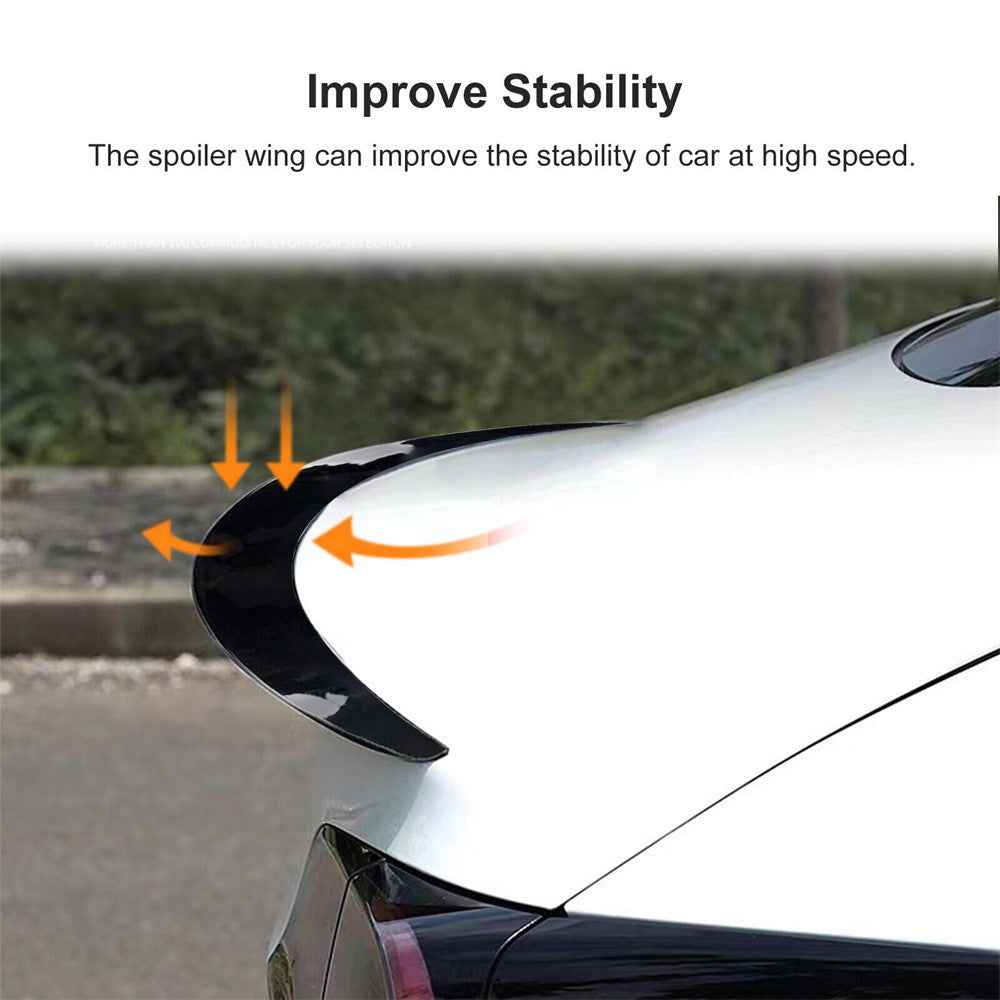 Car Spoiler Wing Decorative Strip Spoiler Non-Punching Car Rear Wing for Tesla Model 3 (17-22) - Glossy Paint