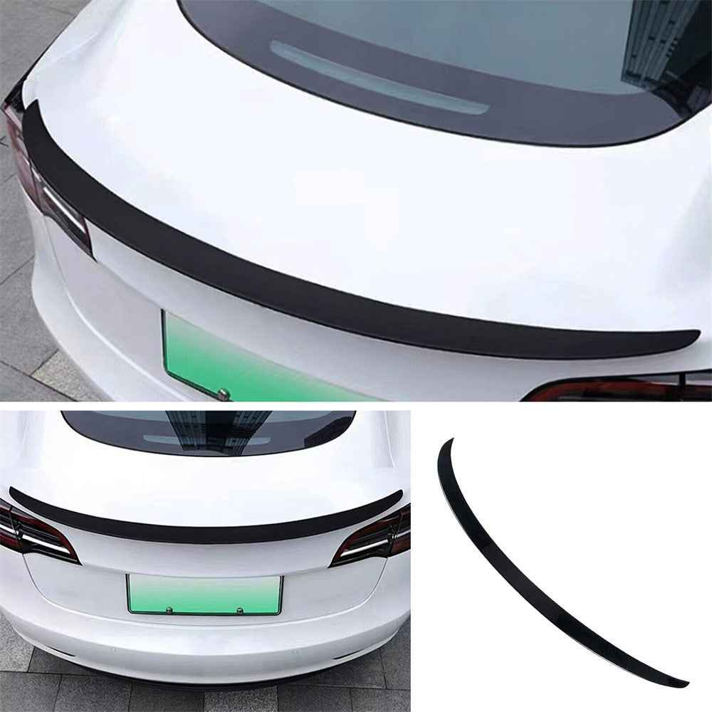 Car Spoiler Wing Decorative Strip Spoiler Non-Punching Car Rear Wing for Tesla Model 3 (17-22) - Glossy Carbon Fiber