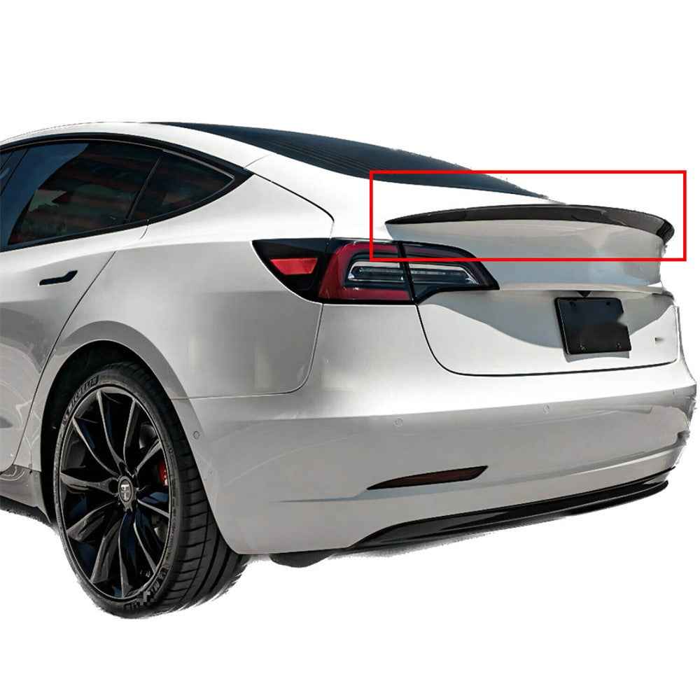 Car Spoiler Wing Decorative Strip Spoiler Non-Punching Car Rear Wing for Tesla Model 3 (17-22) - Matte Carbon Fiber