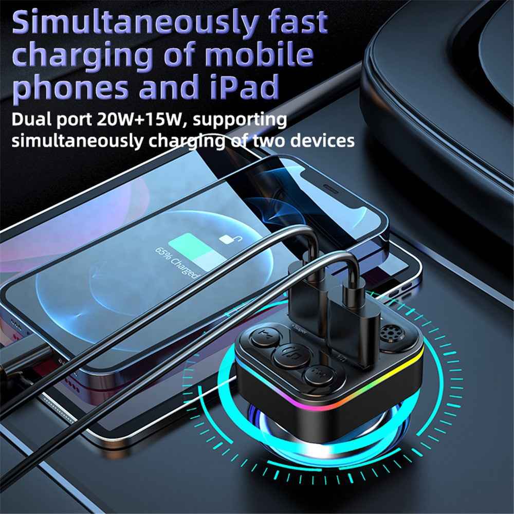 C38 Bluetooth-compatible Car FM Transmitter 2 USB Car Fast Charger Audio MP3 Player