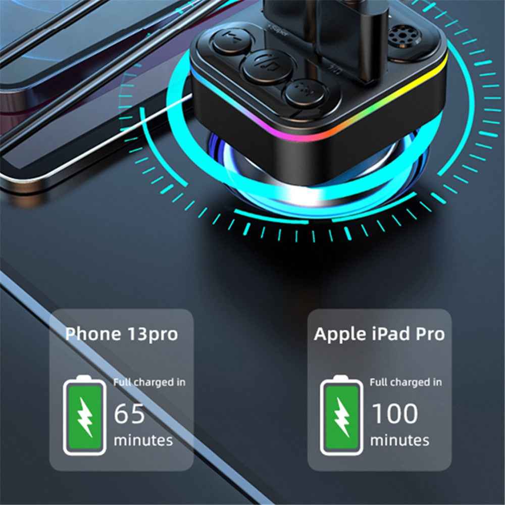 C38 Bluetooth-compatible Car FM Transmitter 2 USB Car Fast Charger Audio MP3 Player
