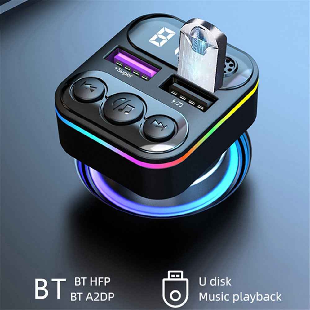 C38 Bluetooth-compatible Car FM Transmitter 2 USB Car Fast Charger Audio MP3 Player