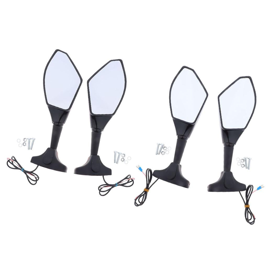 2X Motorcycle LED Turn Signal Light Blinker Indicator Side Marker Integrated Black Racing Side Rear View Mirror for Honda