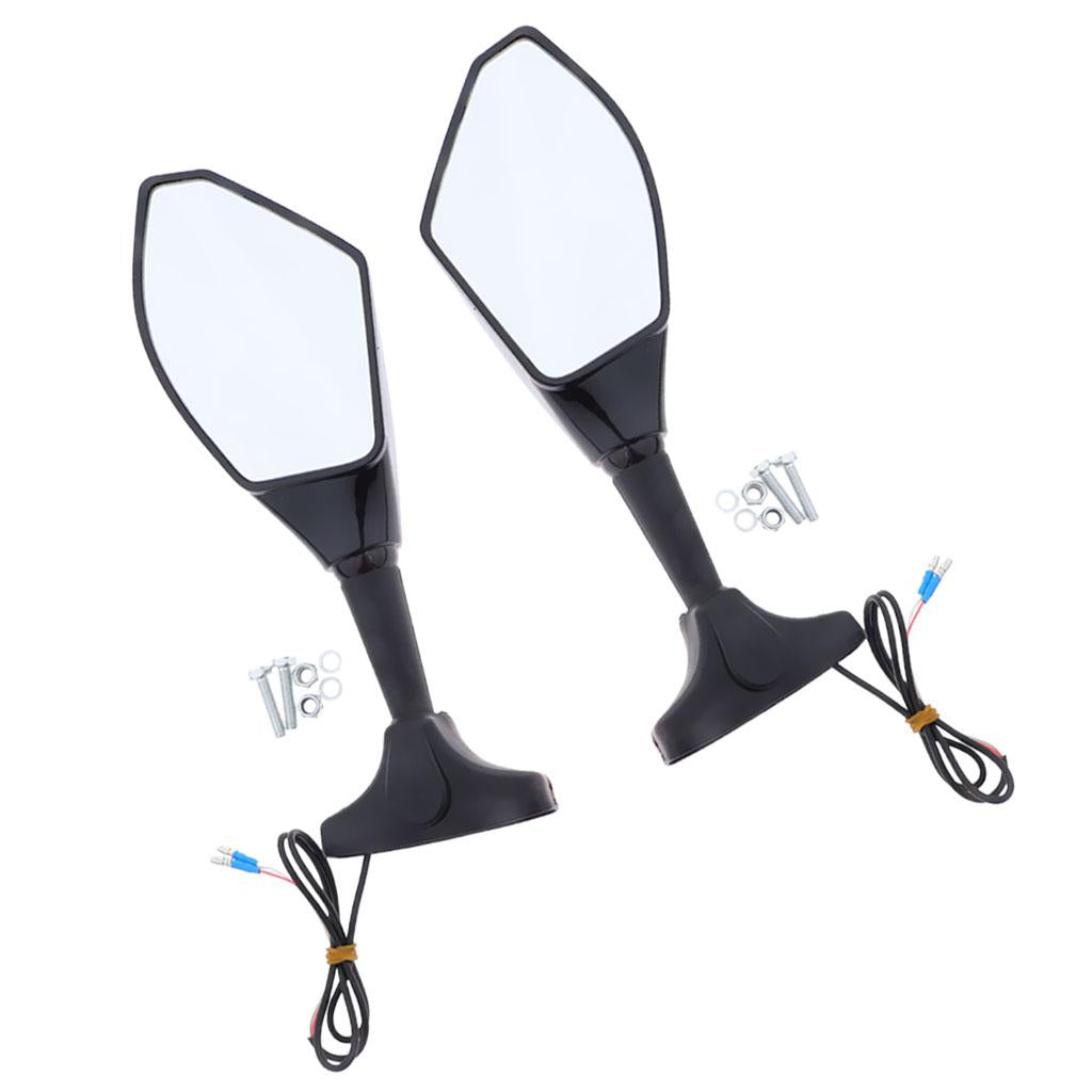 2X Motorcycle LED Turn Signal Light Blinker Indicator Side Marker Integrated Black Racing Side Rear View Mirror for Suzuki