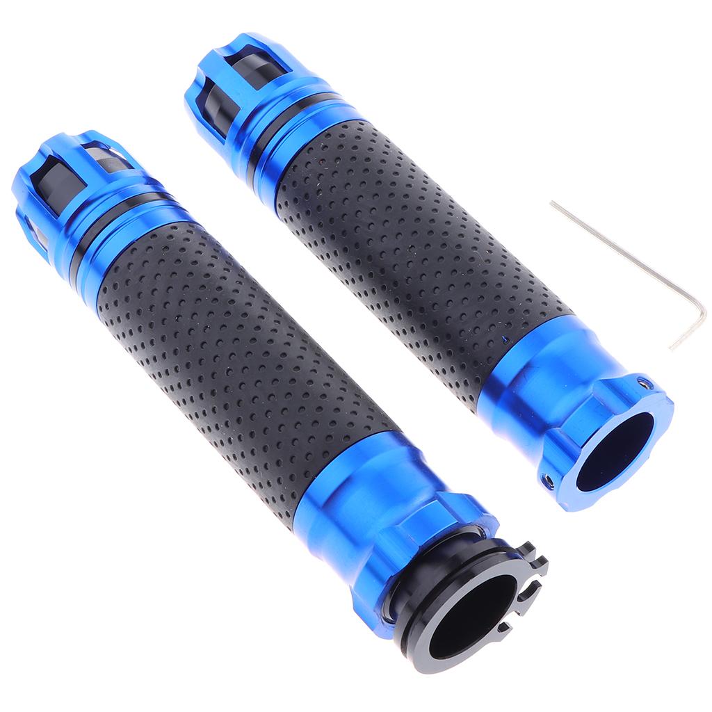 Rotatable Motorcycle Handlebar Grips Anti Slip Rubber Hand Grips Blue