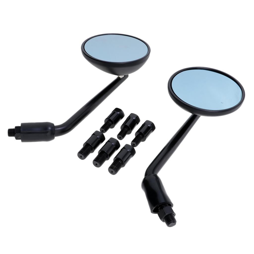 1 Pair Round Motorcycle Handlebar Rearview Mirror CNC 7/8 Inch Black