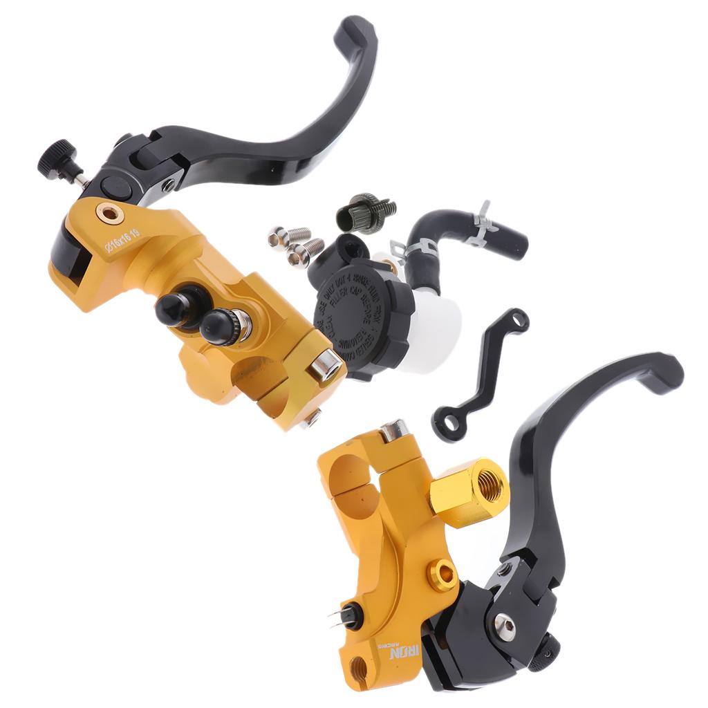 Motorcycle Adjustable 22mm Handle Bar Direct Push Brake Pump ,1 Set   Golden