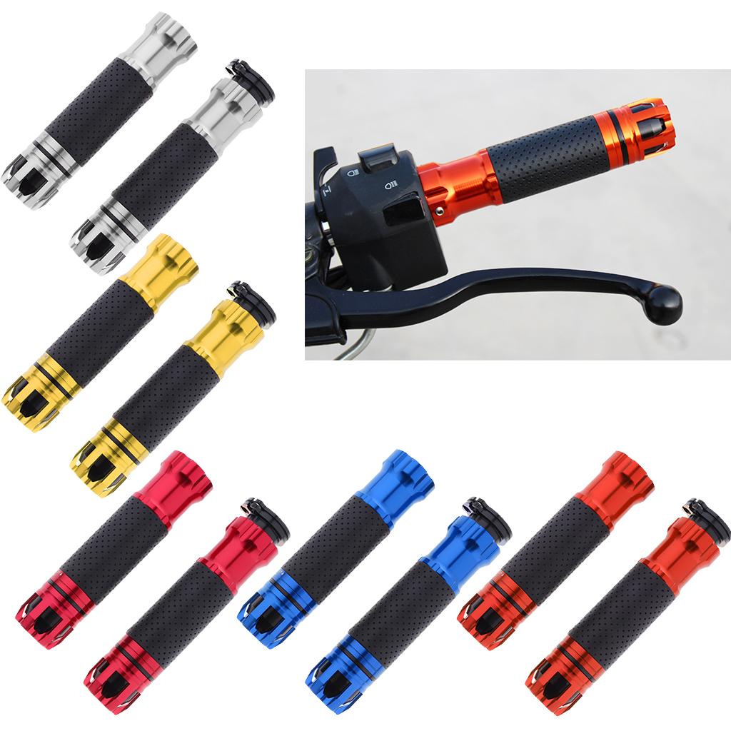 Motorcycle Non Slip Metal Handlebar Grips Rubber Bar for 7/8inch  Silver