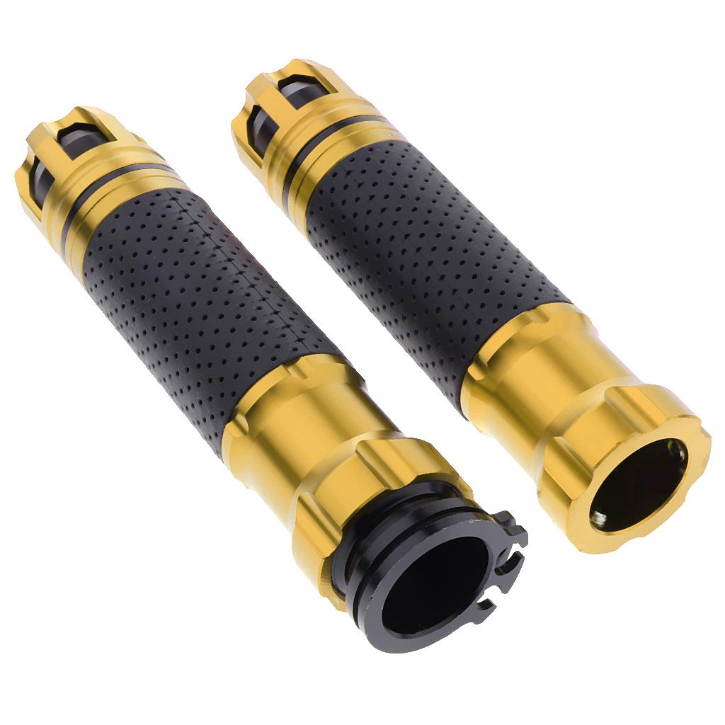 Motorcycle Non Slip Metal Handlebar Grips Rubber Bar for 7/8inch  Golden